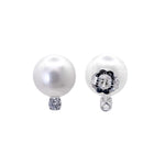 Jay Feder 14k White Gold Pearl and Diamond Stud Earrings