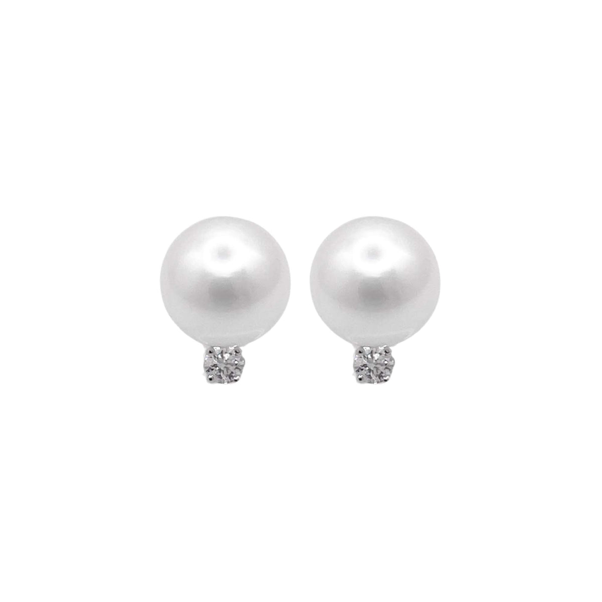 Jay Feder 14k White Gold Pearl and Diamond Stud Earrings