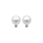 Jay Feder 14k White Gold Pearl and Diamond Stud Earrings