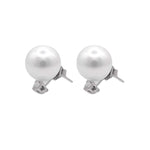 Jay Feder 14k White Gold Pearl and Diamond Stud Earrings