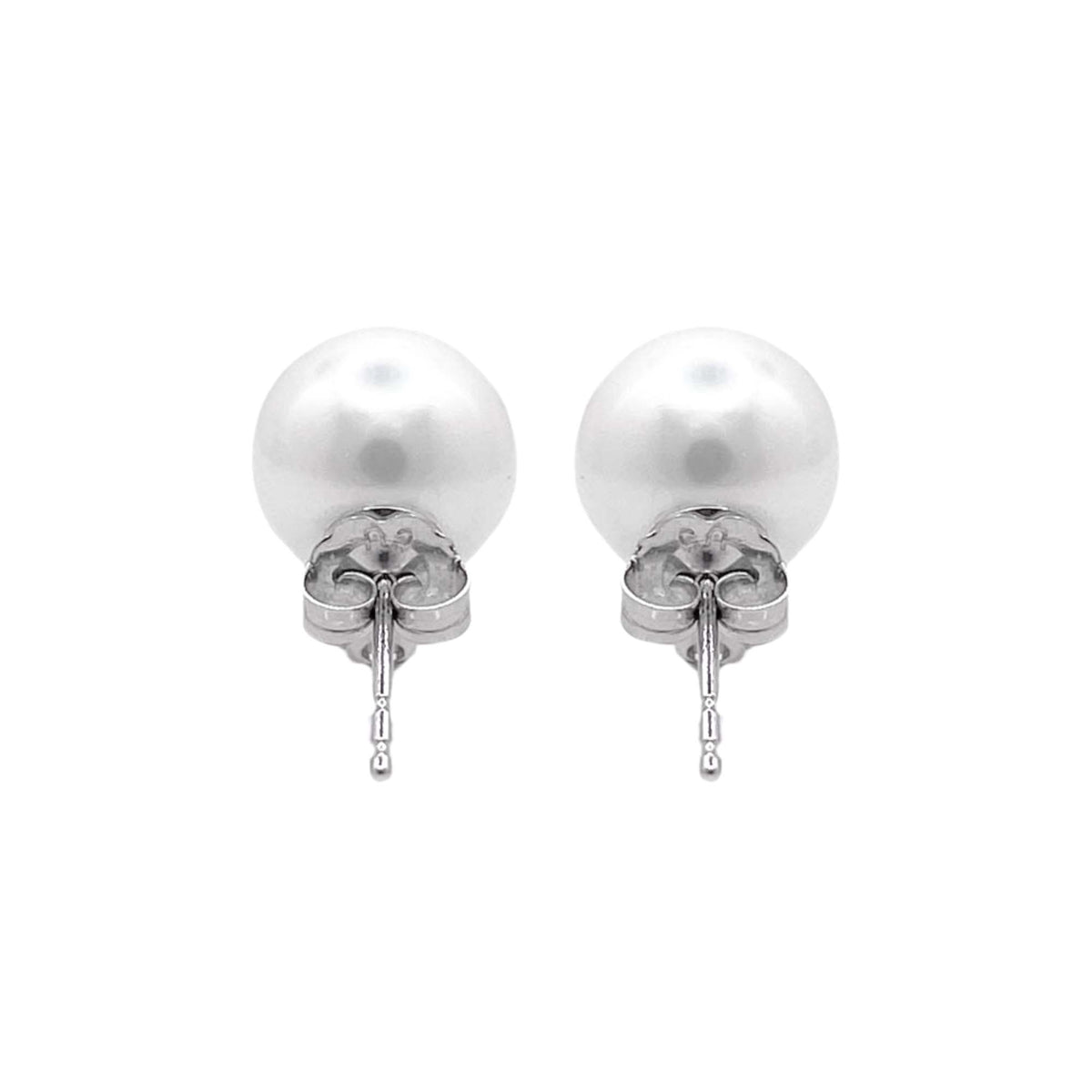 Jay Feder 14k White Gold Pearl and Diamond Stud Earrings
