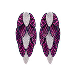 Sutra 18k White Gold Ruby and Diamond Leaves Drop Earrings