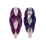 Sutra 18k White Gold Ruby and Diamond Leaves Drop Earrings