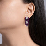 Sutra 18k White Gold Ruby and Diamond Leaves Drop Earrings