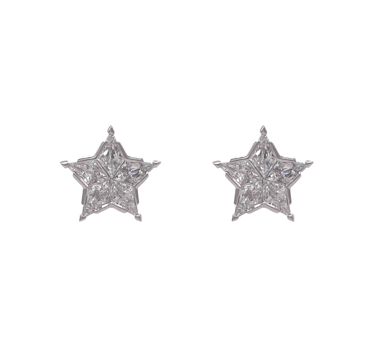 JAY FEDER PLATINUM DIAMOND STAR STUD EARRINGS