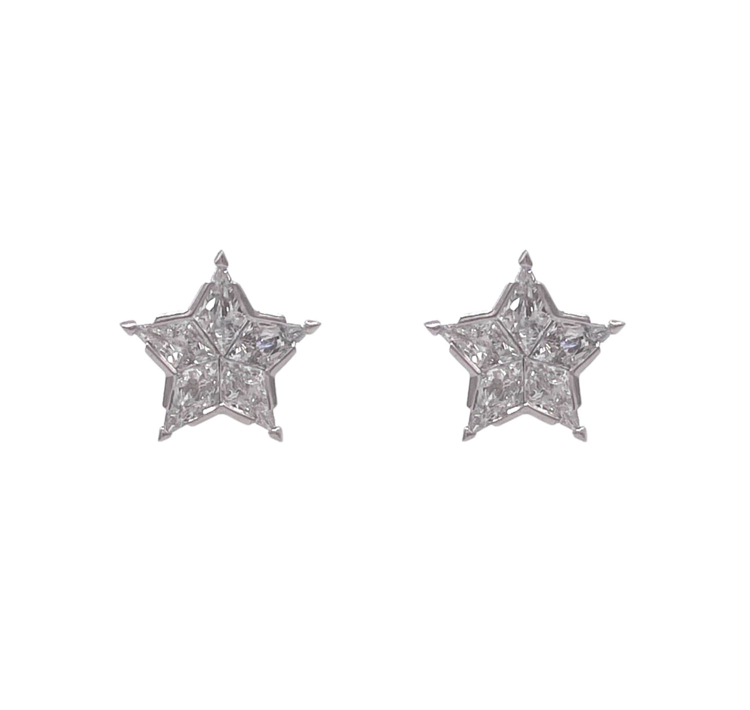 JAY FEDER PLATINUM DIAMOND STAR STUD EARRINGS