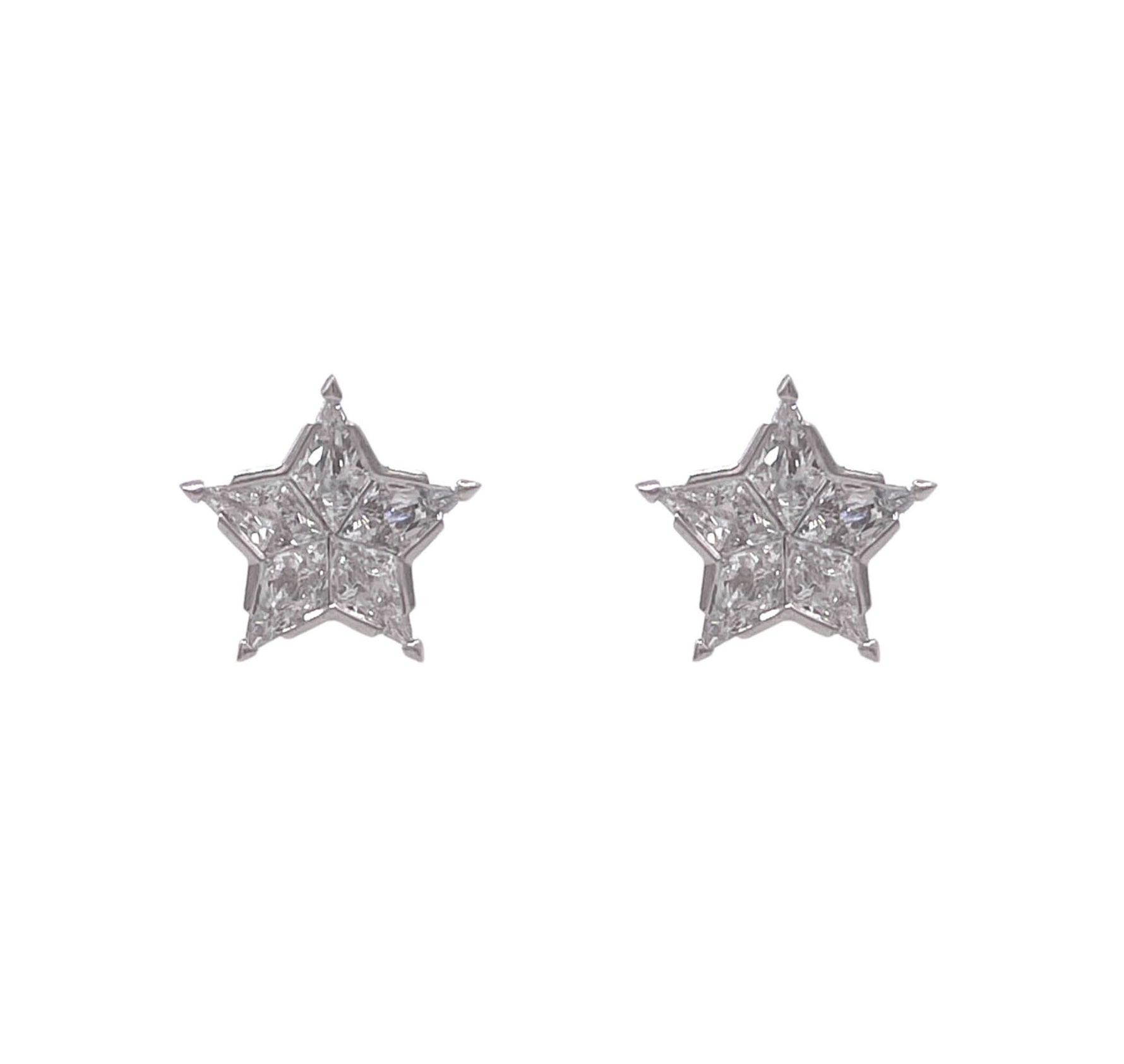 JAY FEDER PLATINUM DIAMOND STAR STUD EARRINGS