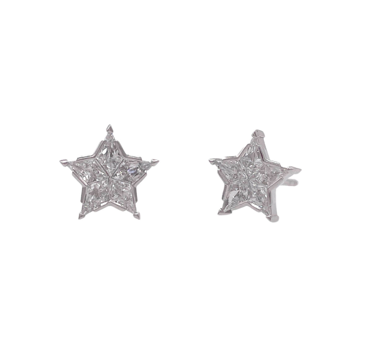 JAY FEDER PLATINUM DIAMOND STAR STUD EARRINGS
