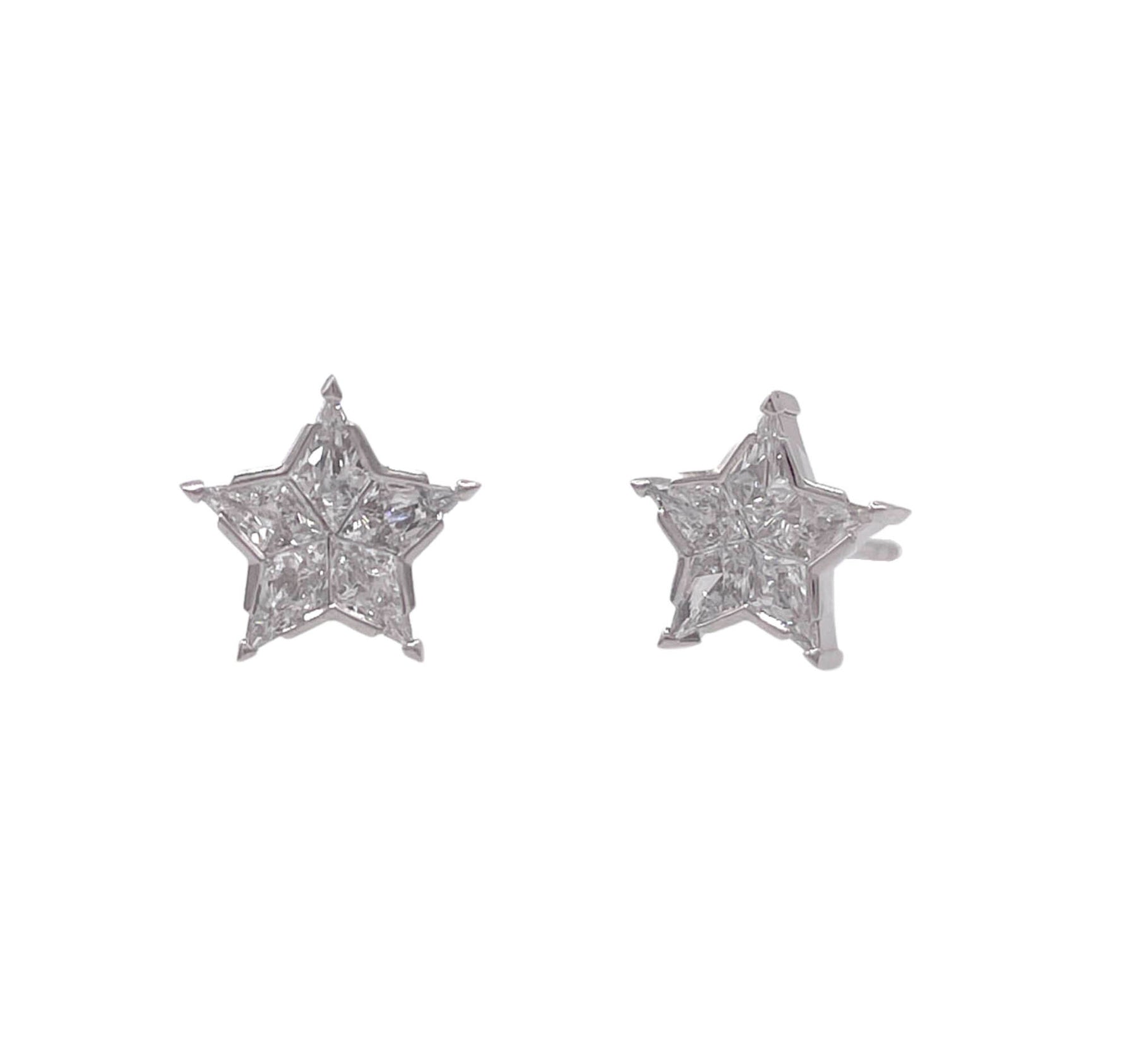 JAY FEDER PLATINUM DIAMOND STAR STUD EARRINGS