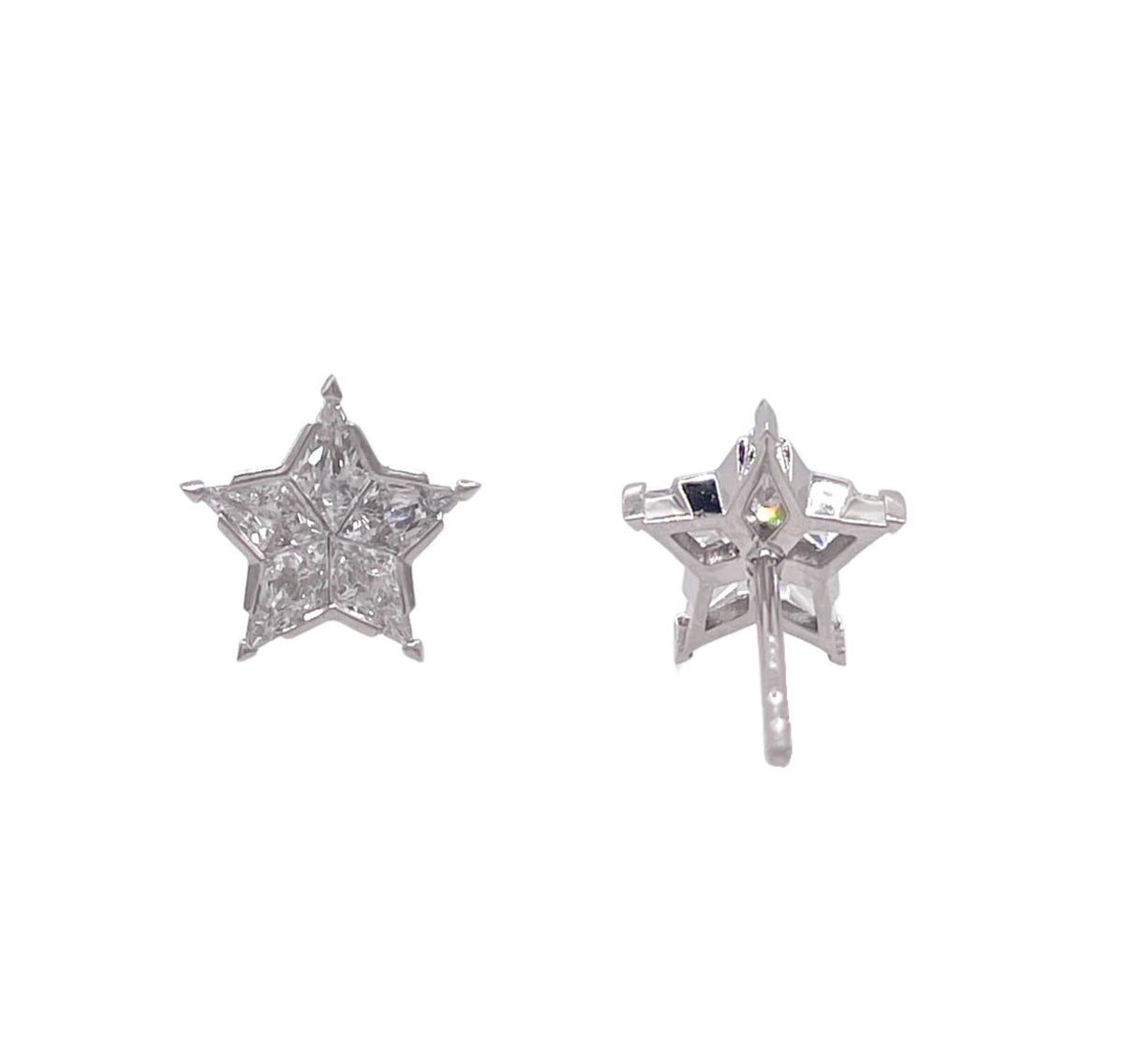 JAY FEDER PLATINUM DIAMOND STAR STUD EARRINGS