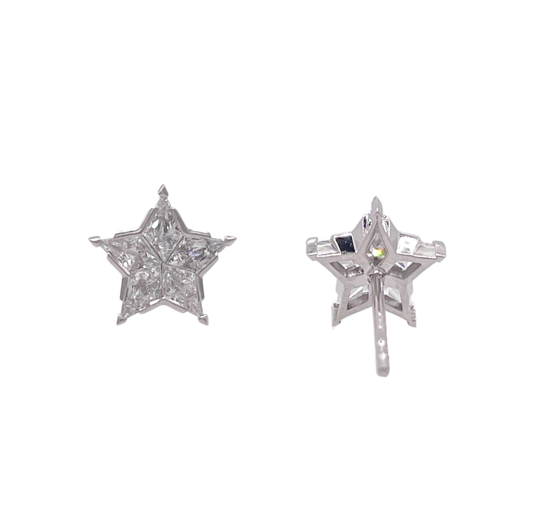 JAY FEDER PLATINUM DIAMOND STAR STUD EARRINGS