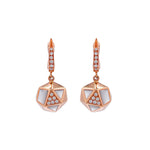 Jay Feder 18k Rose Gold Diamond White Quartz Drop Dangle Earrings