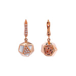 Jay Feder 18k Rose Gold Diamond White Quartz Drop Dangle Earrings