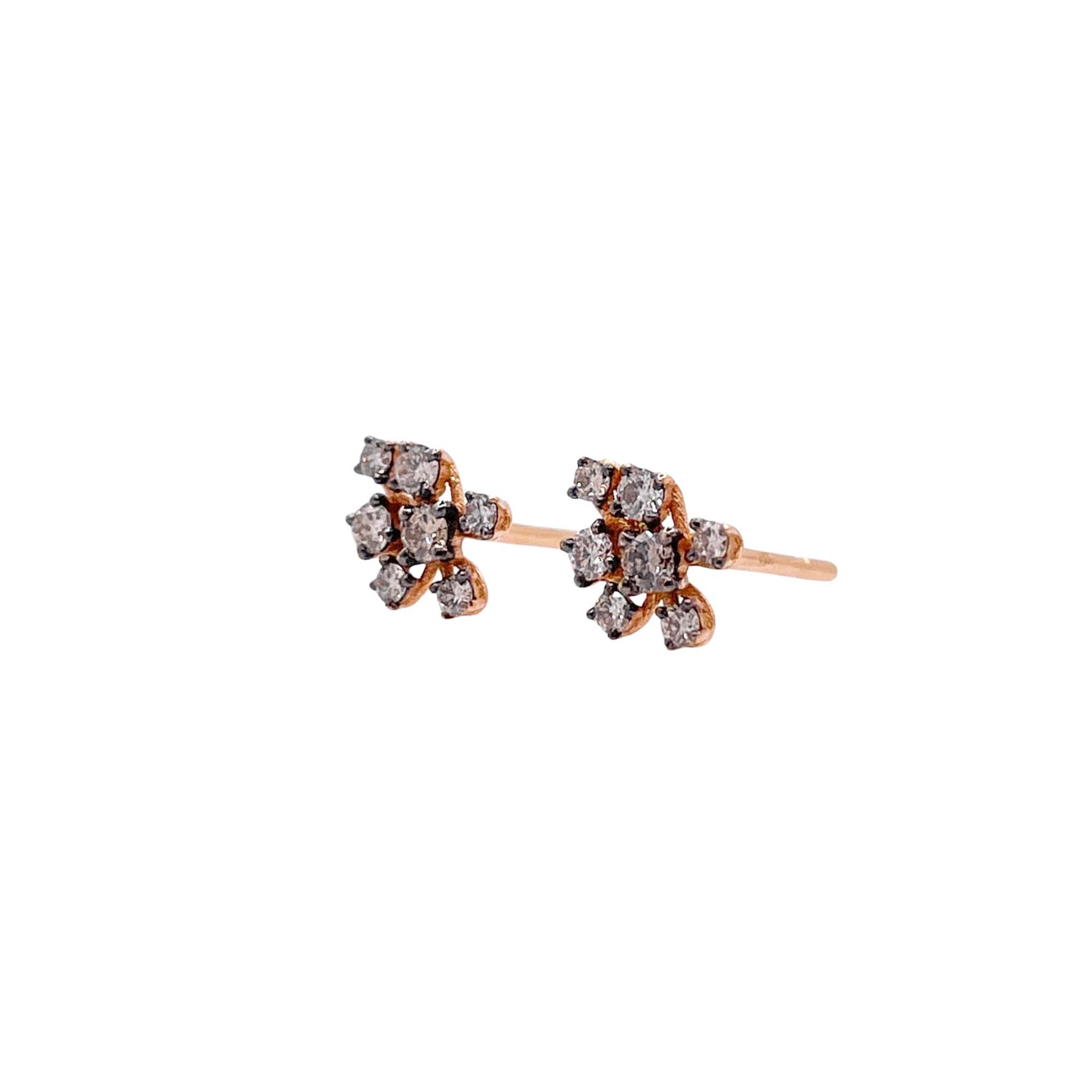 Jay Feder 18k Rose Gold Diamond Stud Earrings