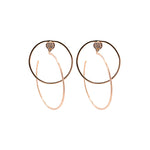 Jay Feder 18k Rose Gold Diamond Double Hoop Dangle Drop Earrings