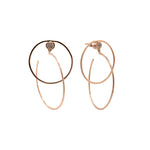 Jay Feder 18k Rose Gold Diamond Double Hoop Dangle Drop Earrings