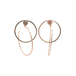 Jay Feder 18k Rose Gold Diamond Double Hoop Dangle Drop Earrings