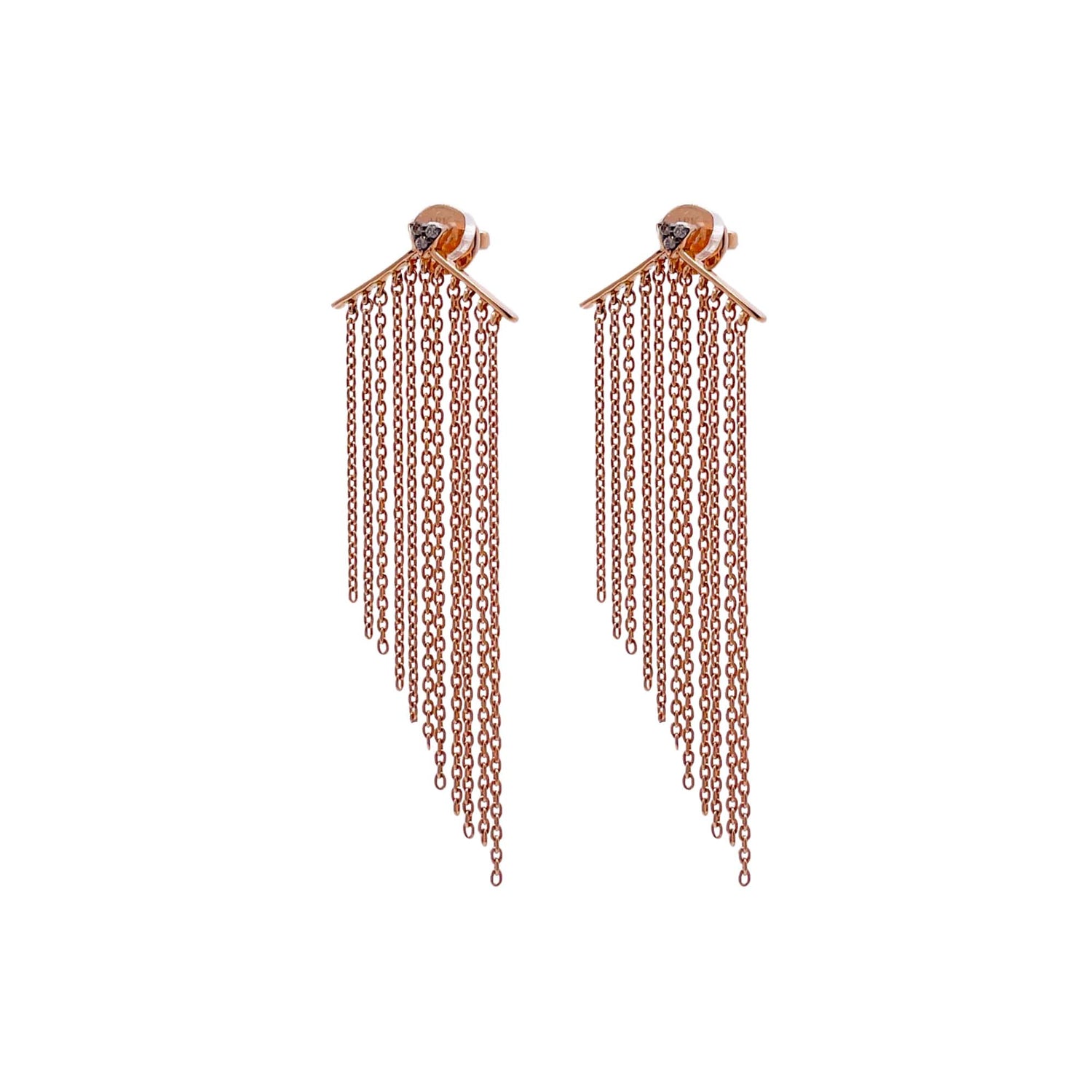 Shiva 18K Rose Gold Diamond Dangle Chain Earrings