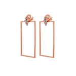 Jay Feder 18k Rose Gold Diamond Rectangle Drop Dangle Earrings