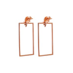Jay Feder 18k Rose Gold Diamond Rectangle Drop Dangle Earrings
