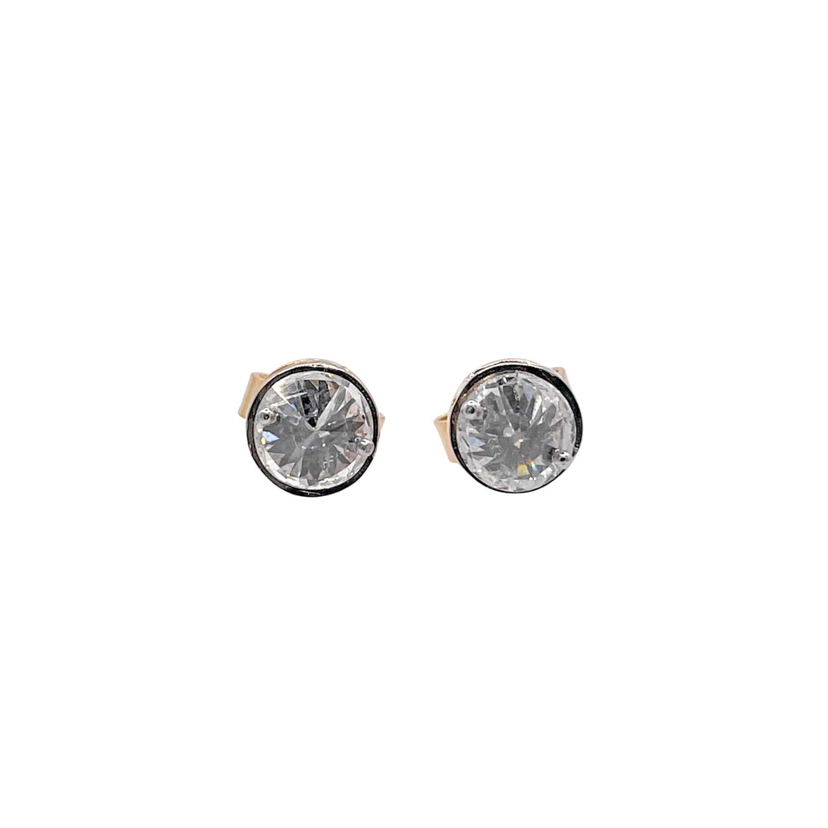 Jay Feder 14k/18k Two Tone Gold Inverted Diamond Stud Earrings