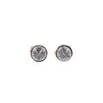 Jay Feder 14k/18k Two Tone Gold Inverted Diamond Stud Earrings