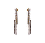 JAY FEDER 18K YELLOW GOLD PEARL AND DIAMOND HOOP EARRINGS