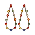 JAY FEDER 14K YELLOW GOLD MULTI SAPPHIRE DIAMOND TEAR SHAPE EARRINGS