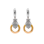 Jay Feder 14k Two Tone Gold Diamond Leopard Circle Hoop Earrings