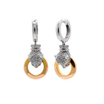 Jay Feder 14k Two Tone Gold Diamond Leopard Circle Hoop Earrings