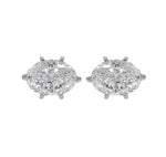 JAY FEDER 14K WHITE GOLD OVAL DIAMOND STUD EARRINGS
