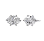 JAY FEDER 14K WHITE GOLD OVAL DIAMOND STUD EARRINGS