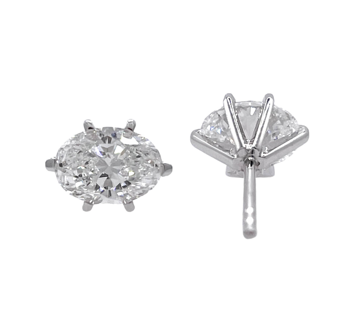 JAY FEDER 14K WHITE GOLD OVAL DIAMOND STUD EARRINGS