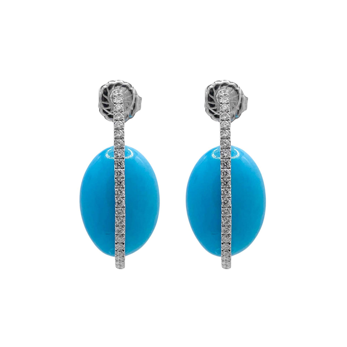 Jay Feder 14k White Gold Turquoise and Diamond Drop Earrings