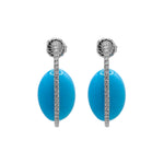 Jay Feder 14k White Gold Turquoise and Diamond Drop Earrings