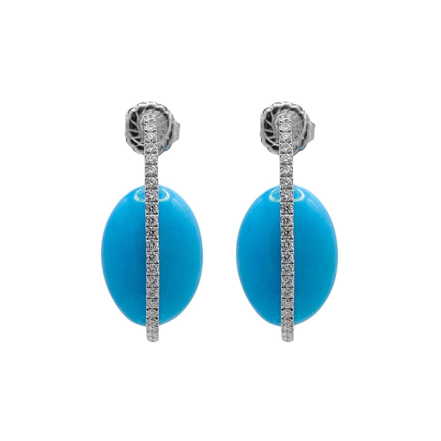 Jay Feder 14k White Gold Turquoise and Diamond Drop Earrings