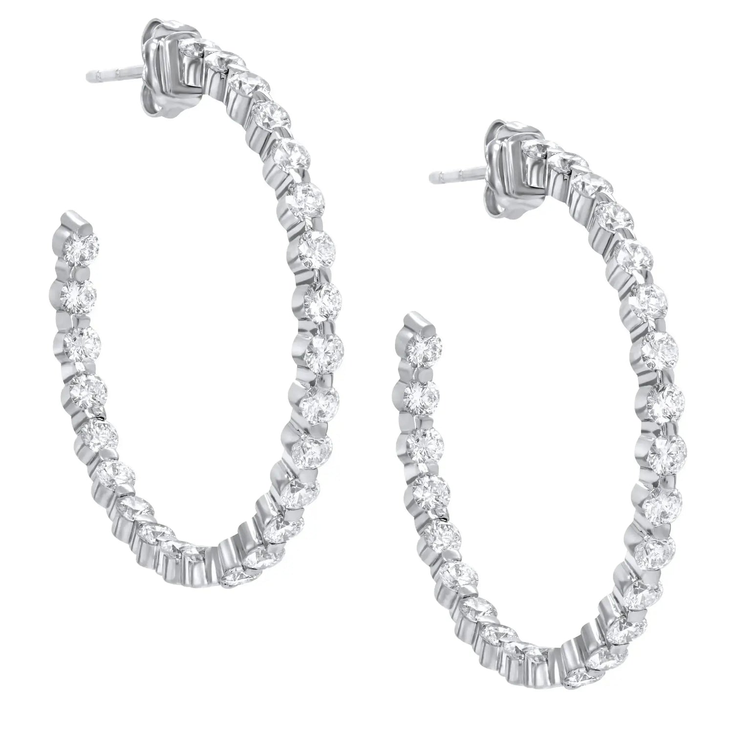 14K White Gold Diamond Hoop Earrings - Jay Feder Jewelers