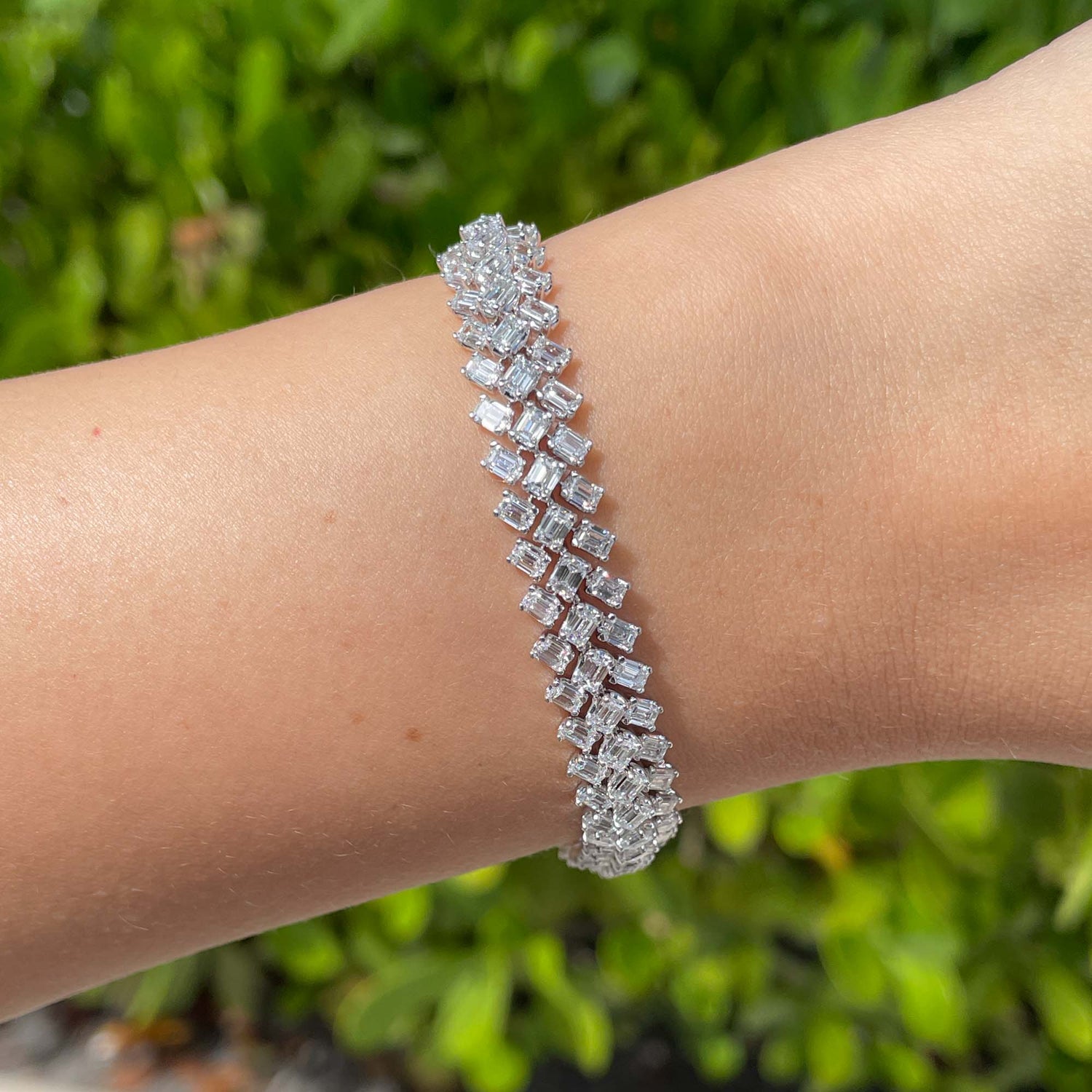 Jay Feder 18k White Gold Diamond Tennis Fashion Bracelet