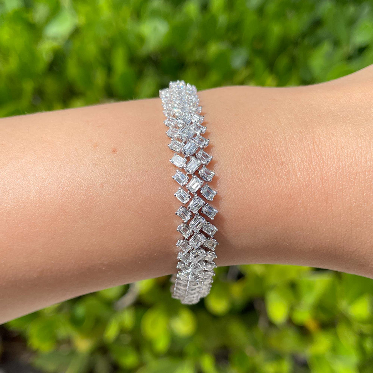 Jay Feder 18k White Gold Diamond Tennis Fashion Bracelet