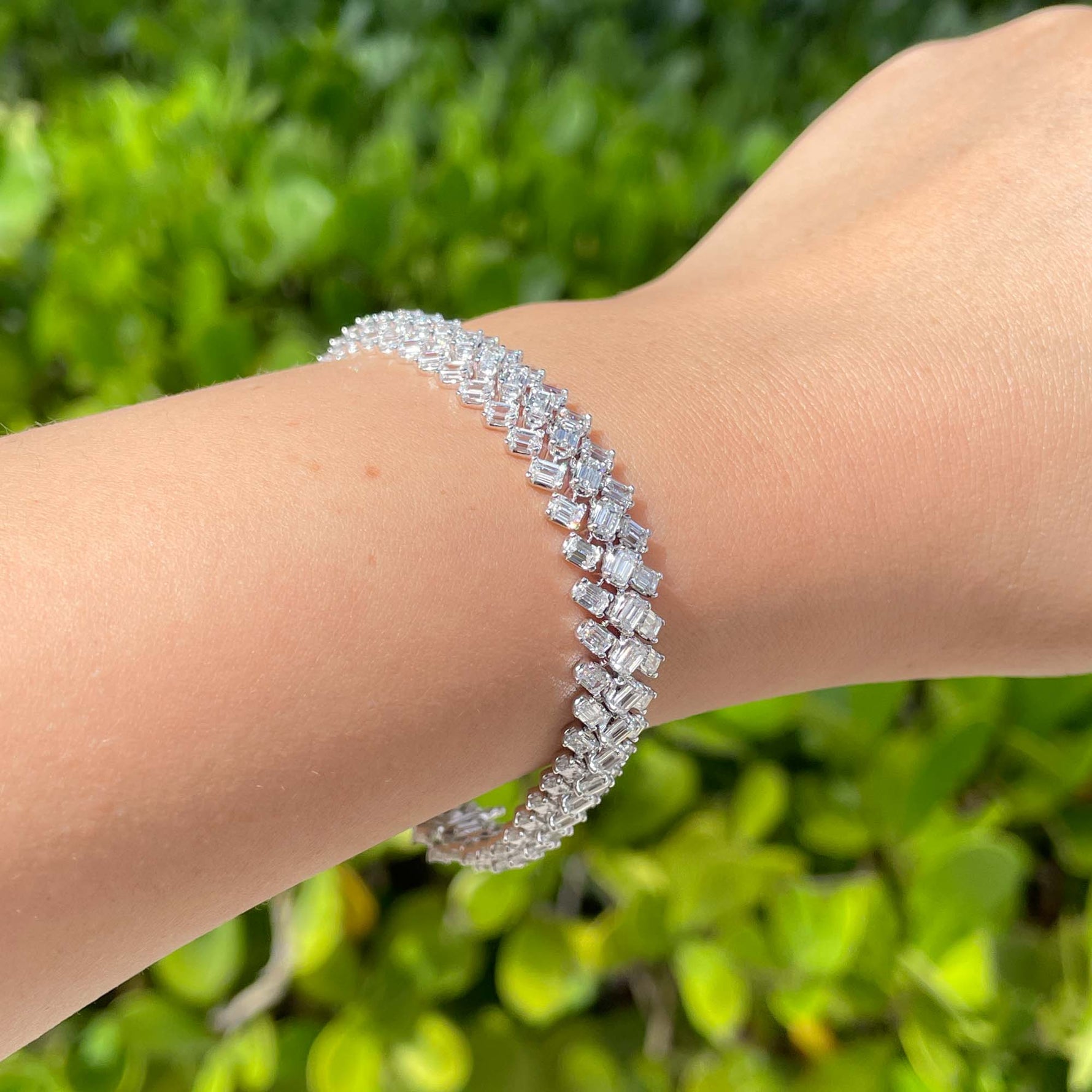 Jay Feder 18k White Gold Diamond Tennis Fashion Bracelet