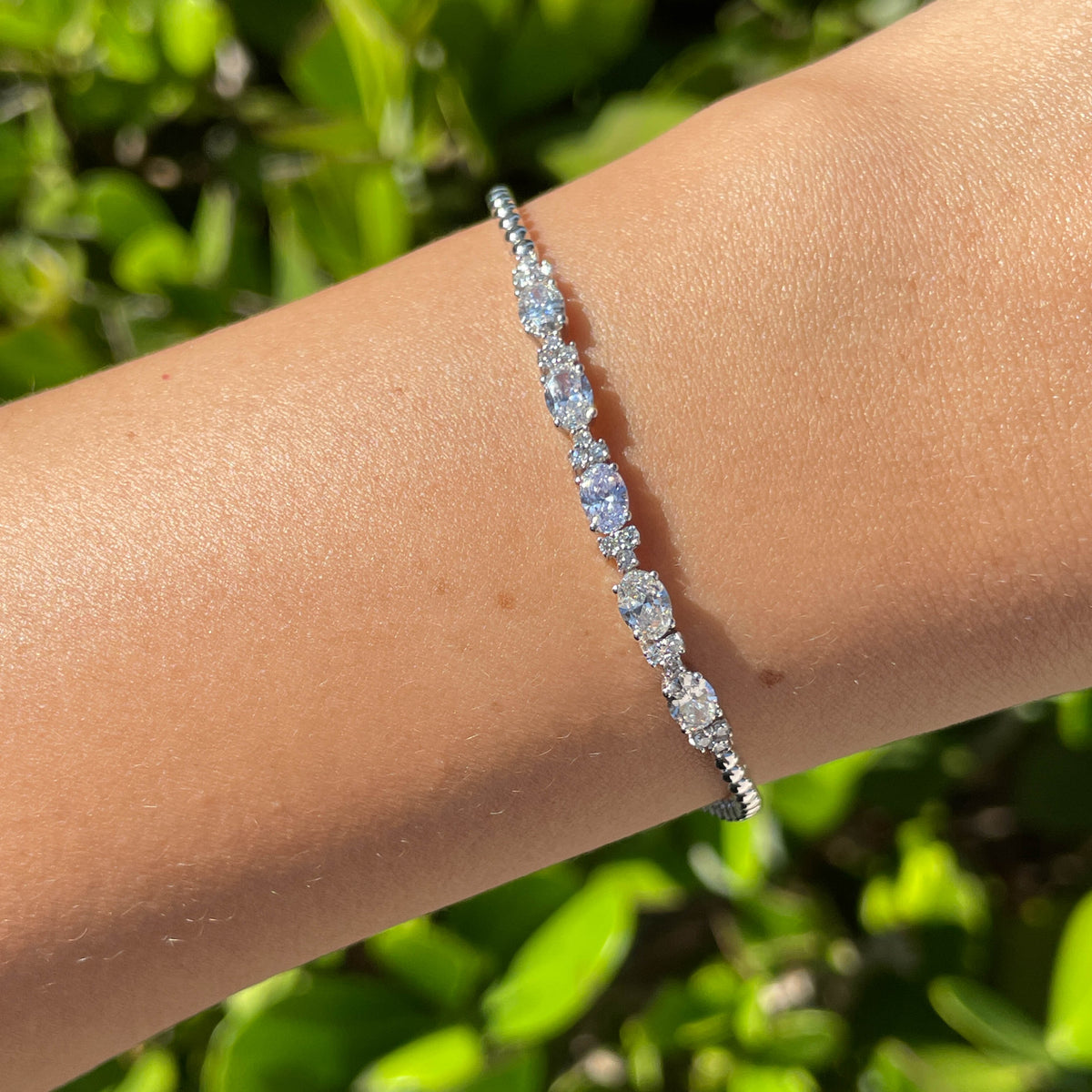 Jay Feder 14k White Gold Oval Diamond Bead Bracelet