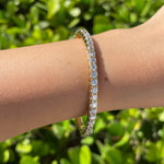 Jay Feder 18k Yellow Gold Diamond Stretchy Tennis Bangle Bracelet