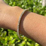 Jay Feder 18k Yellow Gold Round Diamond Stretchy Tennis Bangle Bracelet