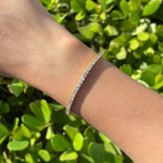 Jay Feder 18k Yellow Gold Round Diamond Stretchy Tennis Bangle Bracelet