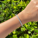 Jay Feder 18k White Gold Diamond Stretchy Tennis Bangle Bracelet