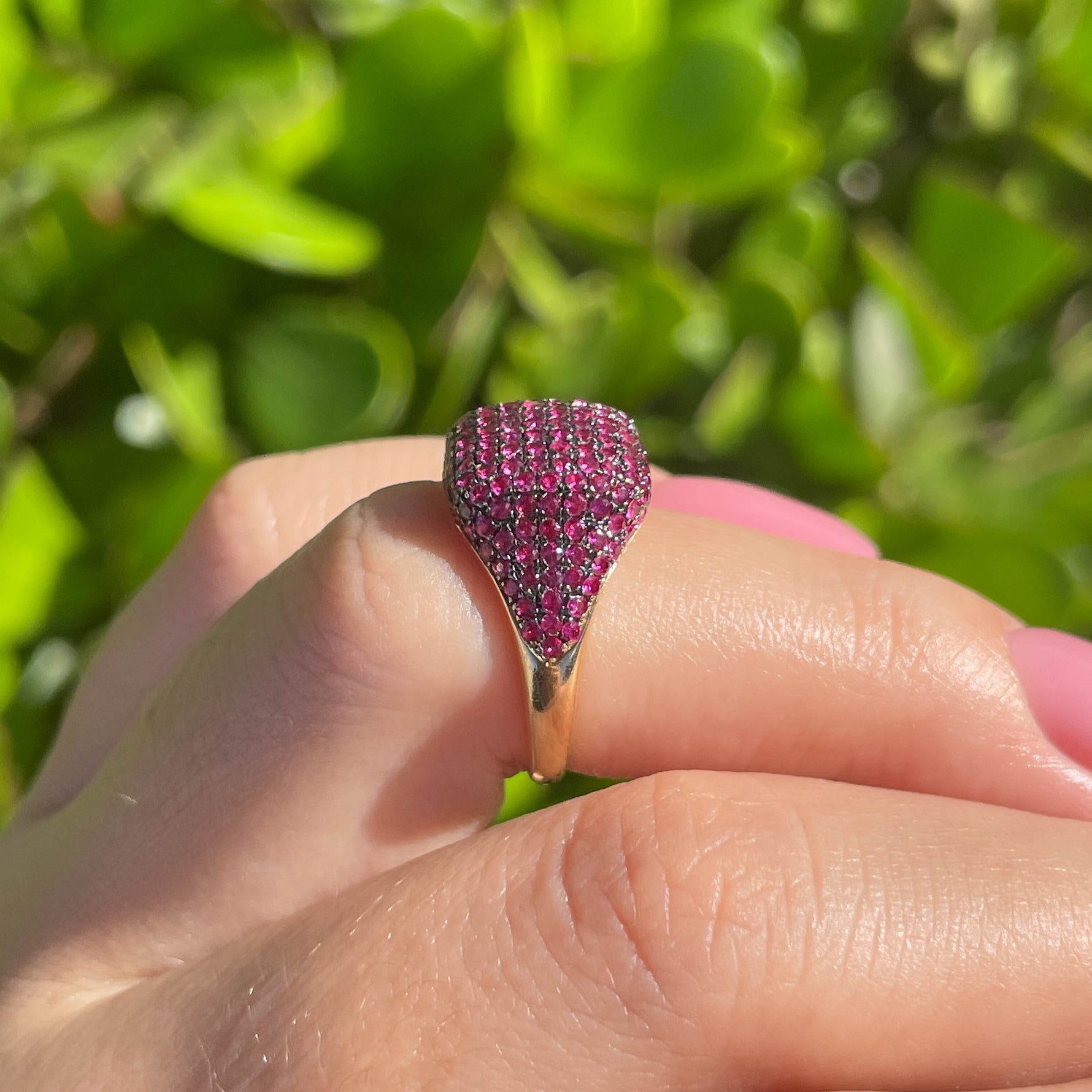 Jay Feder 14k Yellow Gold Ruby Pave Set Ring