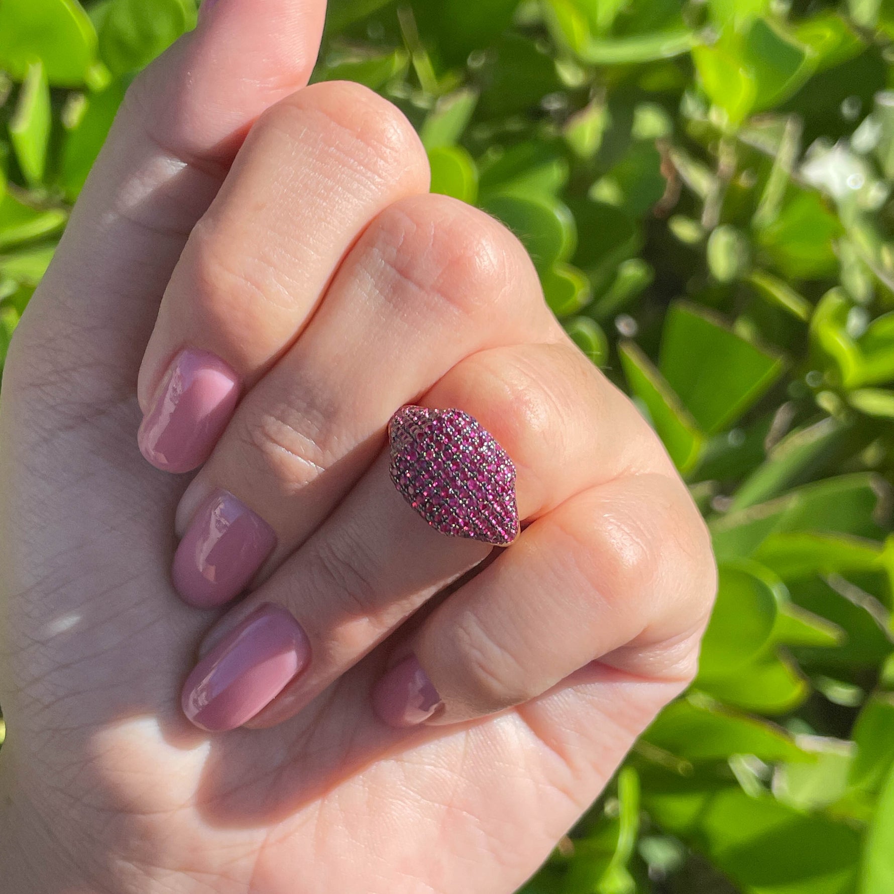 Jay Feder 14k Yellow Gold Ruby Pave Set Ring