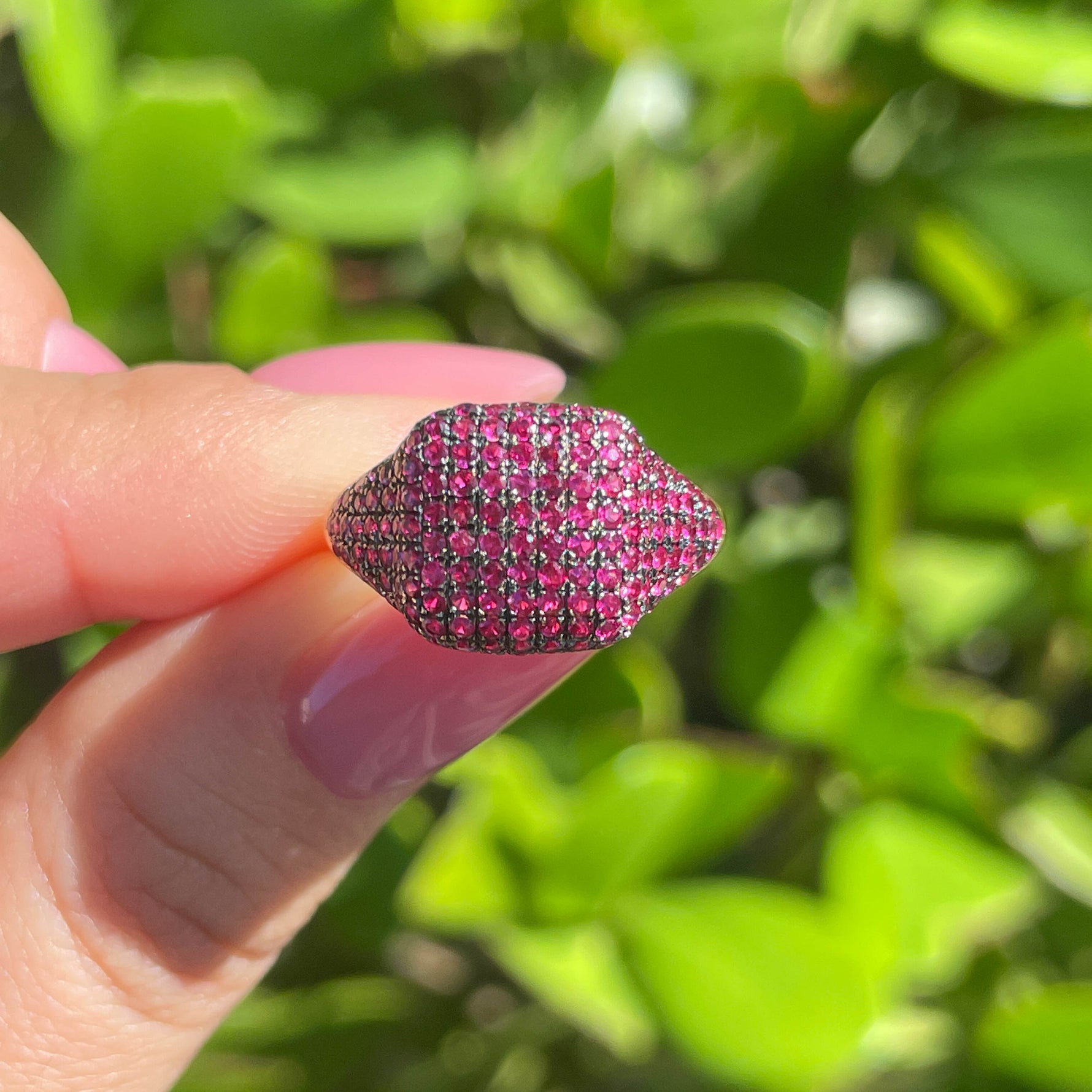 Jay Feder 14k Yellow Gold Ruby Pave Set Ring