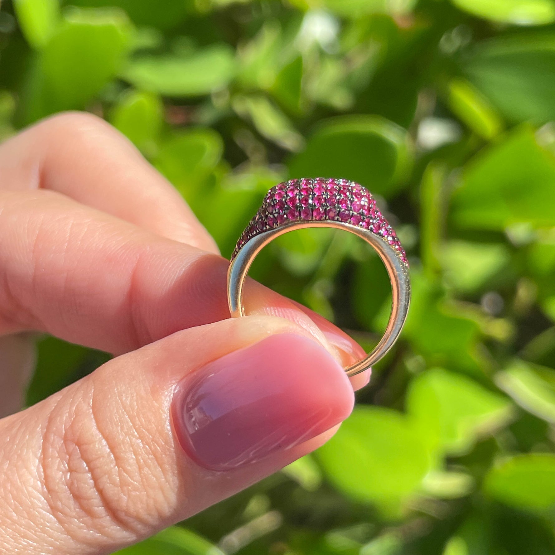 Jay Feder 14k Yellow Gold Ruby Pave Set Ring