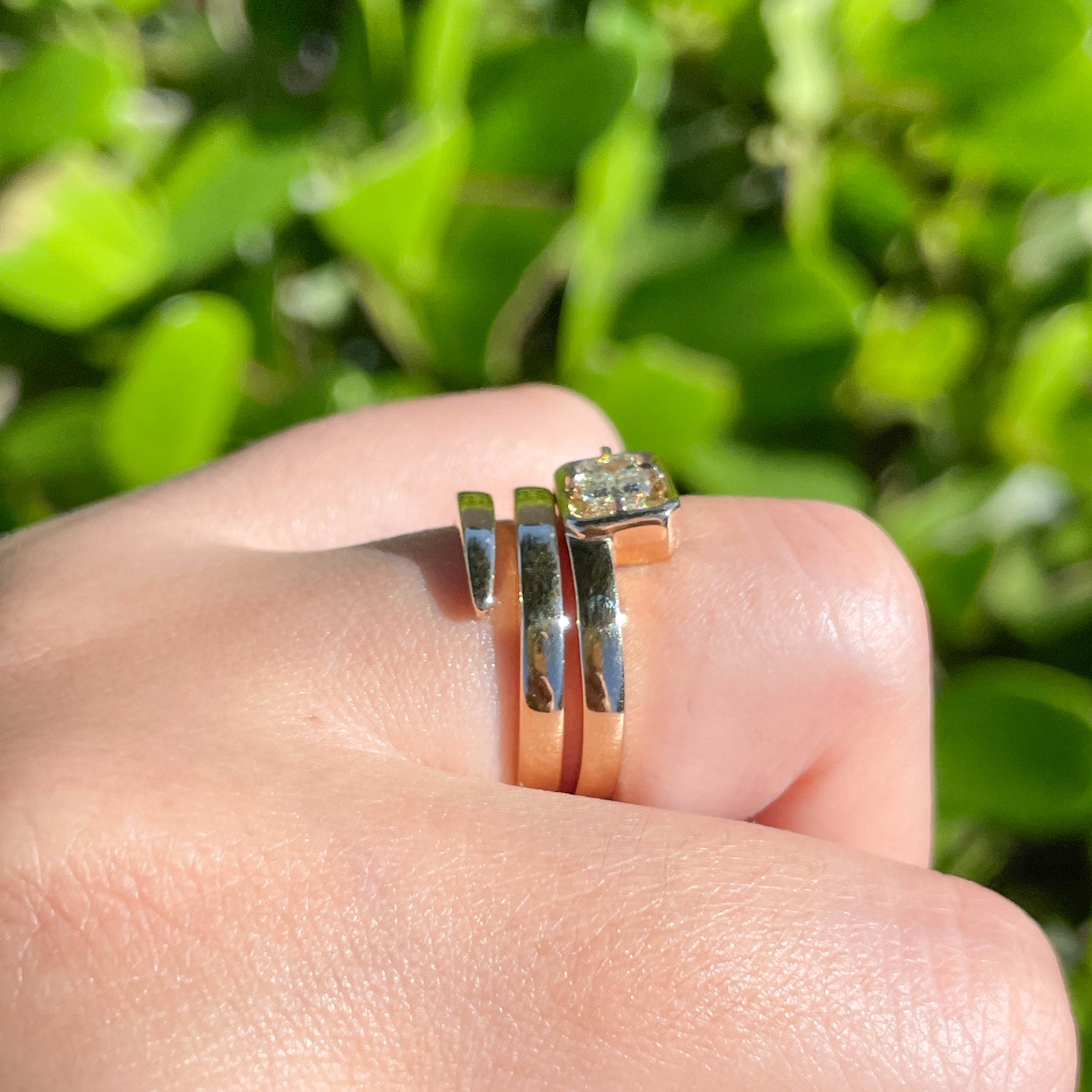 Jay Feder 14k Yellow Gold Emerald cut Diamond Wrap Ring